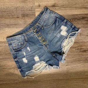 High Waisted Button Fly Jean Shorts